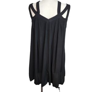 Umgee Strappy Black V Neck Women's Mini Dress Size M NWT